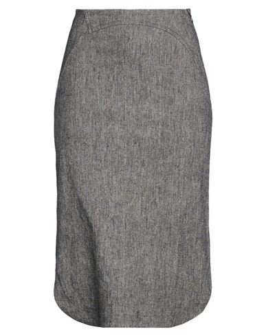 Alaïa Woman Midi Skirt Grey Size 8 Linen, Elastane, Metallic Fiber In Gray