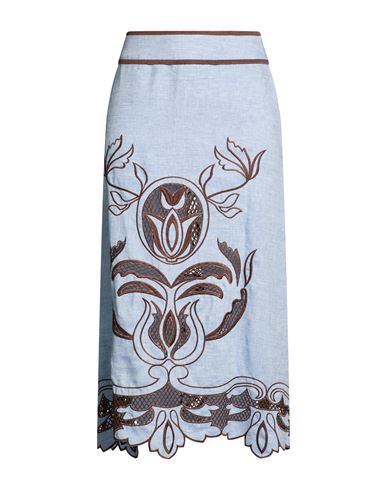 Lug Von Siga Woman Midi Skirt Sky Blue Size 8 Linen