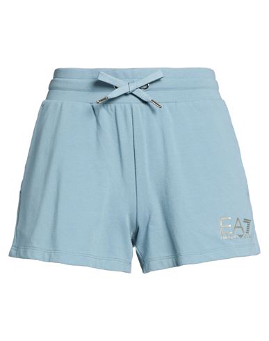 Ea7 Woman Shorts & Bermuda Shorts Sky Blue Size L Cotton, Elastane