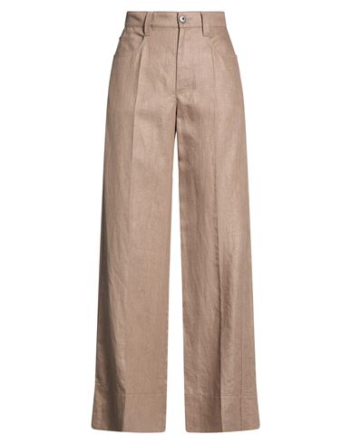 Brunello Cucinelli Woman Pants Light Brown Size 4 Linen, Brass In Sand