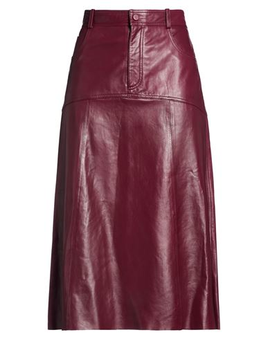 Ba&sh Ba & Sh Woman Midi Skirt Burgundy Size 10 Lambskin In Red