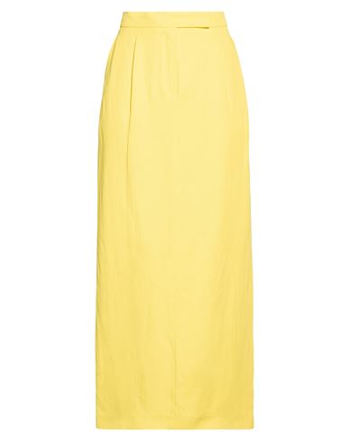 Max Mara Studio Woman Maxi Skirt Yellow Size 10 Viscose, Linen