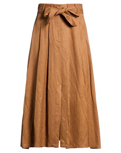 Kaos Woman Midi Skirt Brown Size 8 Viscose, Linen