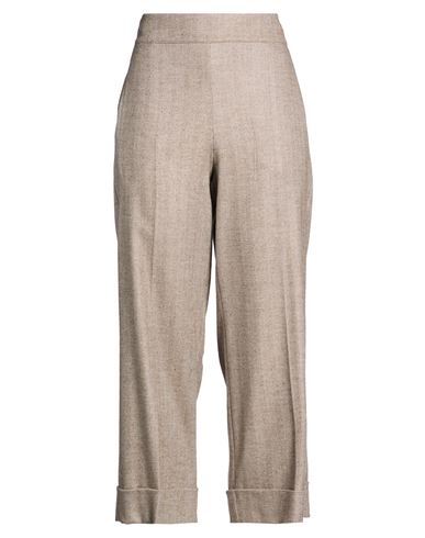 D Exterior D. Exterior Woman Pants Light Brown Size 8 Viscose, Wool, Polyester, Elastane In Sand