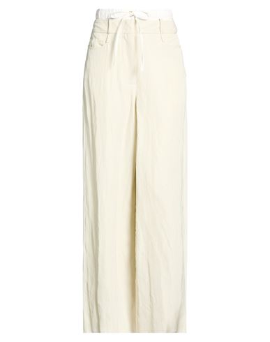 Masnada Woman Pants Ivory Size 2 Viscose, Linen In Neutral