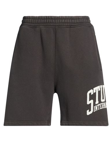 Stussy Man Shorts & Bermuda Shorts Charcoal Size L Cotton, Polyester In Gray