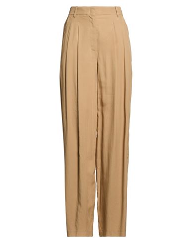 Kaos Jeans Woman Pants Camel Size 2 Viscose, Linen In Sand