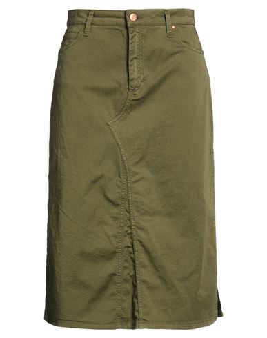Cigala's Woman Midi Skirt Military Green Size 30 Cotton, Elastane