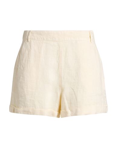 120% Lino Woman Shorts & Bermuda Shorts Cream Size 6 Linen In White