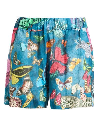 120% Lino Woman Shorts & Bermuda Shorts Deep Teal Size 6 Linen In Green