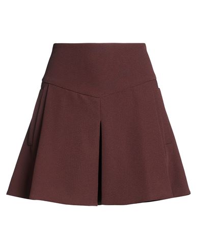 Semicouture Woman Mini Skirt Chocolate Brown Size 6 Polyester, Elastane