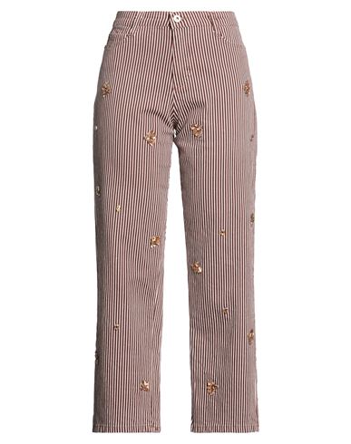 Please Woman Pants Brown Size S Cotton, Elastane