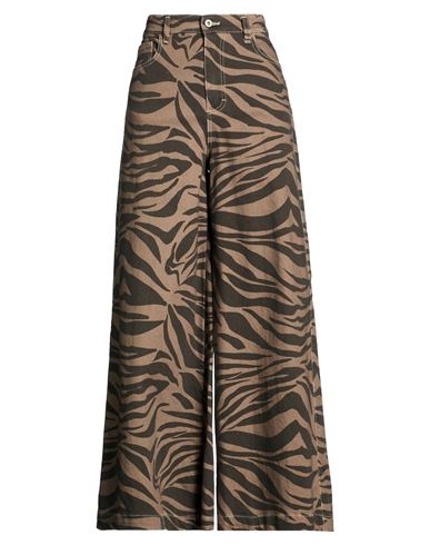 Please Woman Pants Brown Size M Cotton, Elastane In Multi