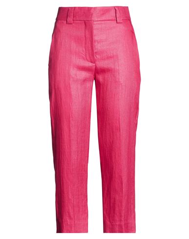 Brian Dales Woman Pants Magenta Size 6 Linen, Polyamide In Purple