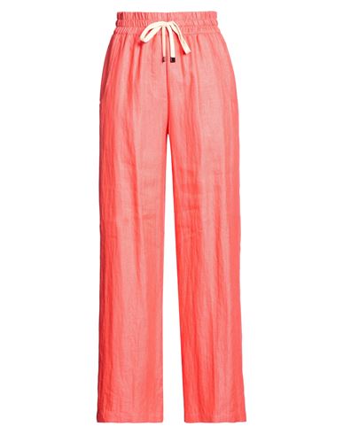 Brian Dales Woman Pants Coral Size 6 Linen, Polyamide In Red