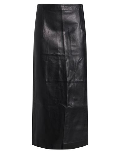 Alysi Crème Woman Maxi Skirt Black Size 4 Leather
