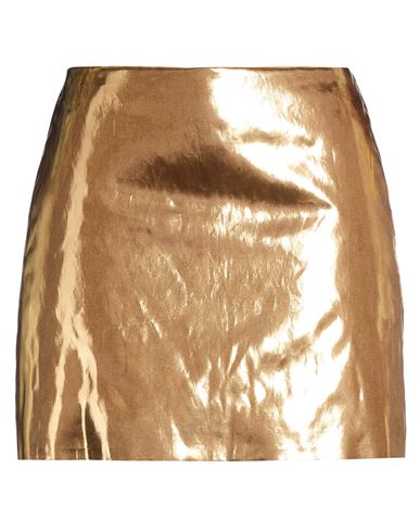 Alysi Chocolat Woman Mini Skirt Gold Size 4 Polyester