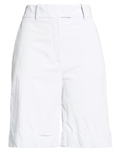 Eleventy Woman Shorts & Bermuda Shorts Sky Blue Size 2 Cotton, Lyocell, Elastane In White