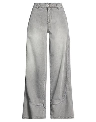 Ermanno Firenze Woman Jeans Grey Size 10 Cotton In Gray