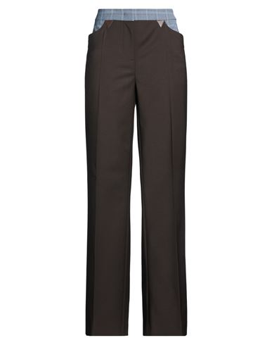 Moschino Jeans Woman Pants Dark Brown Size 8 Polyester, Wool, Elastane
