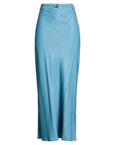 Eudon Choi Woman Maxi Skirt Azure Size 6 Rayon, Viscose, Linen