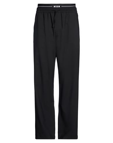 Msgm Man Pants Black Size 38 Virgin Wool, Elastane