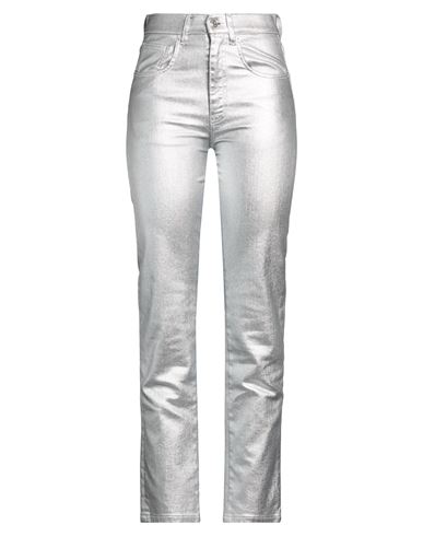Circus Hotel Woman Pants Silver Size 2 Cotton, Elastomultiester, Polyurethane, Polyester