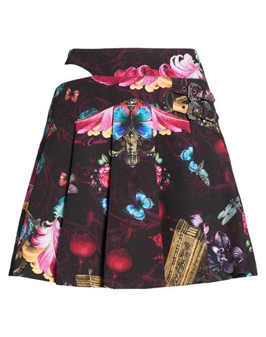 Versace Jeans Couture Woman Mini Skirt Black Size 8 Polyester, Elastane In Multi