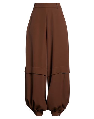 Haveone Woman Pants Chocolate Brown Size M Polyester, Elastane
