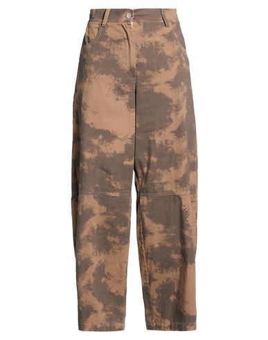 Haveone Woman Pants Light Brown Size M Cotton In Sand