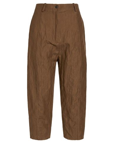 Masnada Woman Pants Brown Size 4 Wool, Cotton, Metal