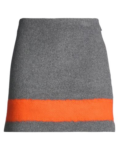 Msgm Woman Mini Skirt Grey Size 6 Wool, Polyamide In Gray
