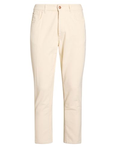Officina 36 Man Pants Cream Size 34 Cotton, Elastane In White