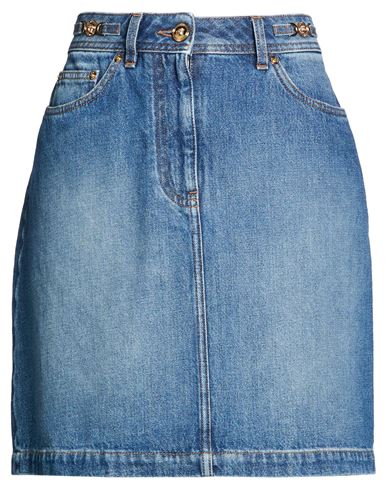 Versace Woman Denim Skirt Blue Size 10 Cotton