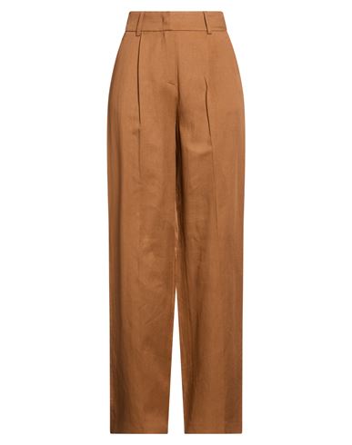 Harmont & Blaine Woman Pants Camel Size 14 Linen, Lyocell, Cotton In Brown