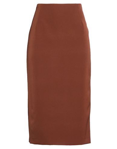 Clips Woman Midi Skirt Brown Size 14 Polyester, Elastane