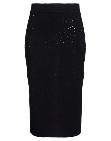 Oltre Woman Midi Skirt Black Size Xl Viscose, Polyester