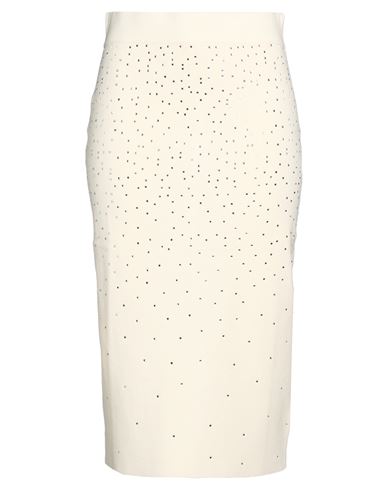 Oltre Woman Midi Skirt Ivory Size L Viscose, Polyester In White