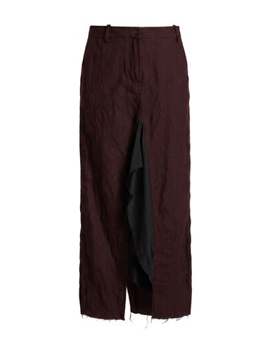 Masnada Woman Maxi Skirt Burgundy Size 4 Wool, Cotton, Metal Fiber In Red