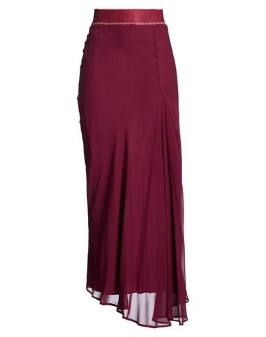 Gentryportofino Woman Maxi Skirt Burgundy Size 8 Silk In Red