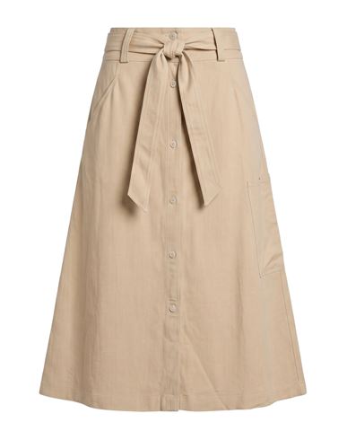 Fedeli Woman Midi Skirt Beige Size 6 Viscose, Linen