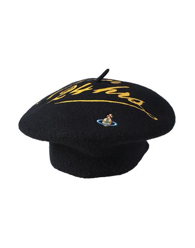 Vivienne Westwood Open 24 Hours Wool Beret Hat In Black
