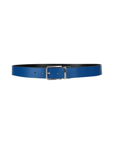 Trussardi Man Belt Bright Blue Size 45.5 Calfskin