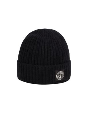 Bonnet enfant Stone Island en laine Noir