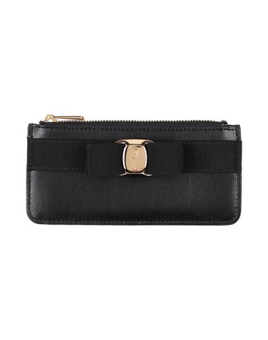 Ferragamo Woman Wallet Black Size - Leather, Textile Fibers