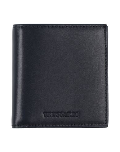 Trussardi Man Wallet Navy Blue Size - Leather