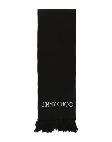 Shop Jimmy Choo Wool Logo Printed Scarf Woman Scarf Black Size Onesize Wool