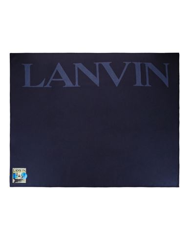 Shop Lanvin Logo Wool Wrap Woman Scarf Blue Size Onesize Wool, Silk