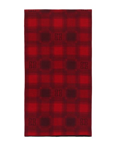 Givenchy Plaid 4g Logo Scarf Scarf Red Size Onesize Wool, Virgin Wool