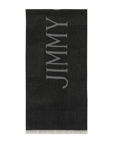 Jimmy Choo Wool Logo Scarf Woman Scarf Black Size Onesize Wool